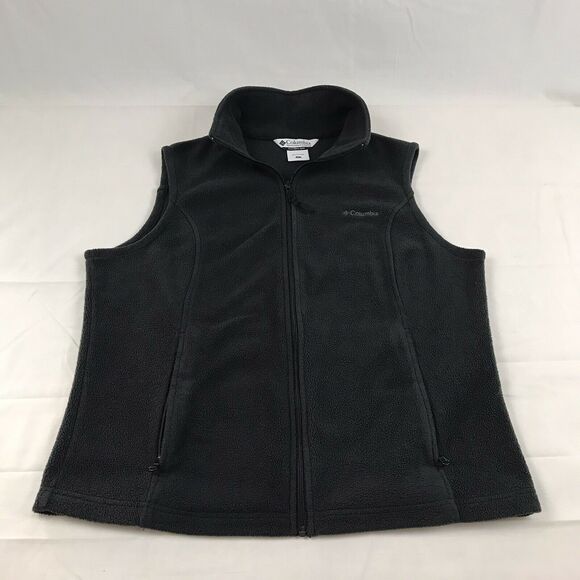 Vintage Columbia Womens Large Fleece Vest Full Zip Black Polyester‎ Made Vietnam - Picture 1 of 10